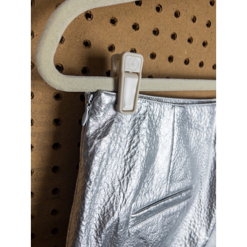 Commense Metallic Silver Faux Leather Mini Skirt Size Medium NWT Party Clubwear - Picture 4 of 5